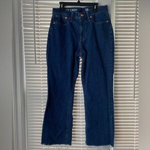 J.Crew Dark Wash Demi Boot Crop Denim Raw Hem Hi-Rise Jeans Casual Modern Sz 28